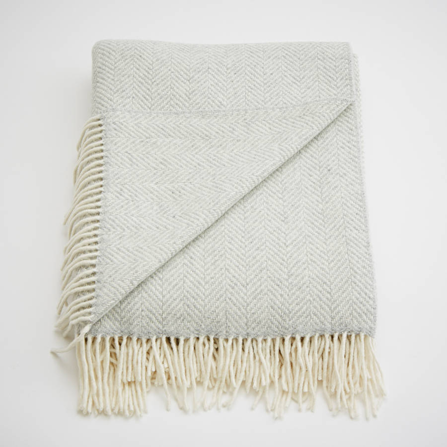 Cashmere And Merino Light Grey Throw By Bottle Green Homes