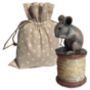 Mouse On Cotton Reel Figurine In Gift Pouch, thumbnail 1 of 3