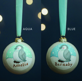Baby's First Christmas Bauble. Hand Painted Penguin, 6 of 6