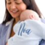 Blue Personalised Embroidered New Baby Name Cardigan, thumbnail 3 of 11