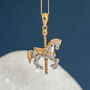 Yellow Gold Plated Moving Carousel Horse Necklace, thumbnail 3 of 11