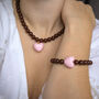 Chocolate Bead And Pink Heart Necklace, thumbnail 4 of 5