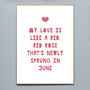 'My Love Is Like A Red Red Rose' Card, thumbnail 3 of 4