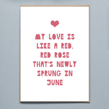 'My Love Is Like A Red Red Rose' Card, 3 of 4