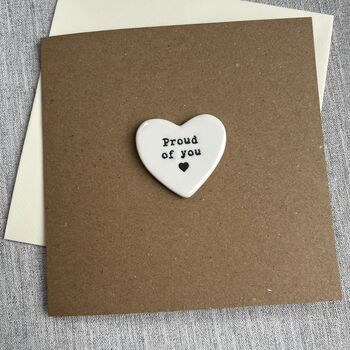 Proud Of You Porcelain Heart Keepsake Congratulations Card, 4 of 4