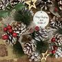 Personalised Hessian, White Pine And Red Berry Wreath, thumbnail 2 of 2