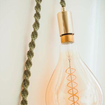 Macrame Hanging Accent Lamp With Globe Bulb, 7 of 11