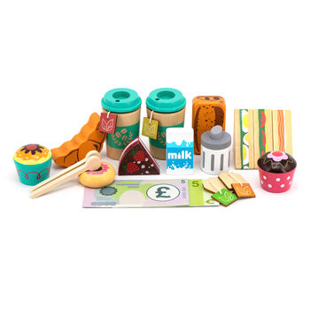 Wooden Toy Cafe Play Food Shop Accessories Set, 6 of 10