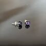 Purple Sparkly Fused Glass Sterling Silver Stud Earrings, thumbnail 7 of 9