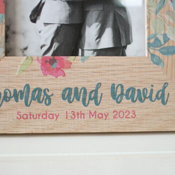 Personalised Oak Photo Frame, Blue, Pink And Apricot, 4 of 7