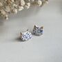 Blue Floral Ceramic Cat Earrings Vintage Blue, thumbnail 8 of 8