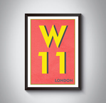 W11 Notting Hill London Postcode Typography Print, 4 of 11