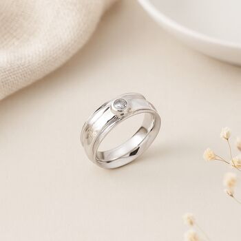 Personalised Sterling Silver Cubic Zirconia Spinner Ring – 6mm, 3 of 8