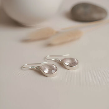 Handmade Teardrop Rose Quartz Sterling Silver Drop Earrings, 12 of 12