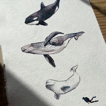 Whale Art Print On Recycled Rag Paper, 3 of 3