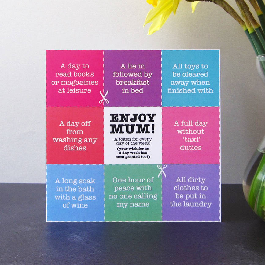 mums tokens card by mrs l cards | notonthehighstreet.com