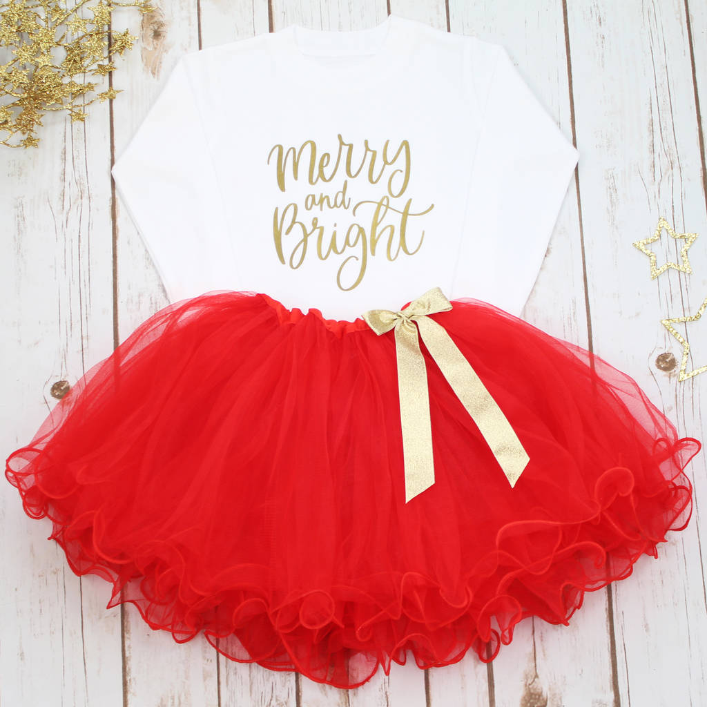 Girl's Christmas Tutu Outfit Merry And Bright By Betty Bramble |  