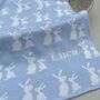 Personalised Knitted Mummy And Baby Bunny Blanket, thumbnail 9 of 11
