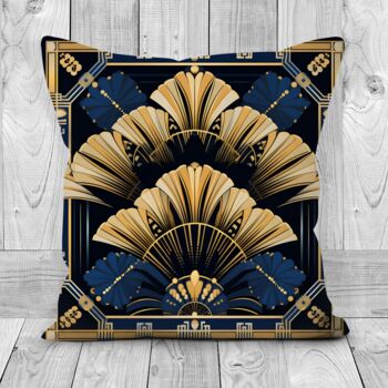 Deco Elegance In Blue Art Deco Cushions Design Three, 5 of 8