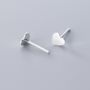 Brushed Sterling Silver Heart Stud Earrings, thumbnail 3 of 4