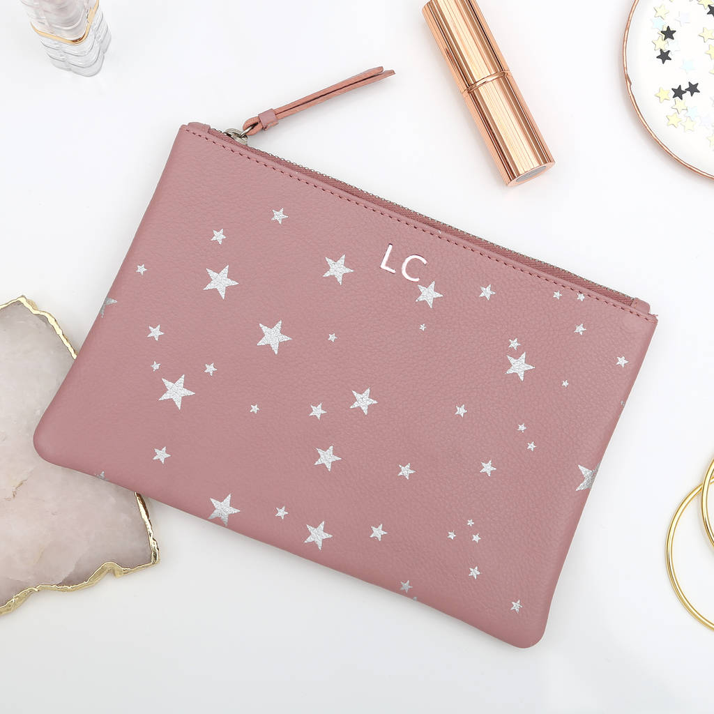 Personalised Luxury Star Leather Clutch Bag By Hurleyburley