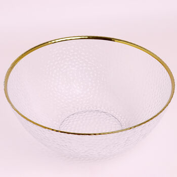 G Decor Thalia Hammered Textured Gold Rim Large Bowl, 4 of 5