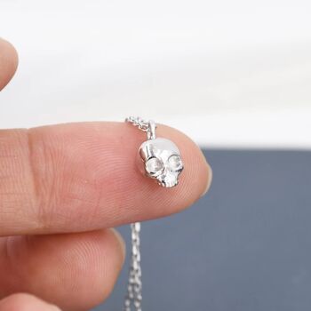 Death Skull Pendant Necklace In Sterling Silver, 8 of 12