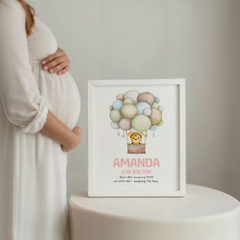 Personalised Safari Hot Air Balloon Birth Print, 6 of 9