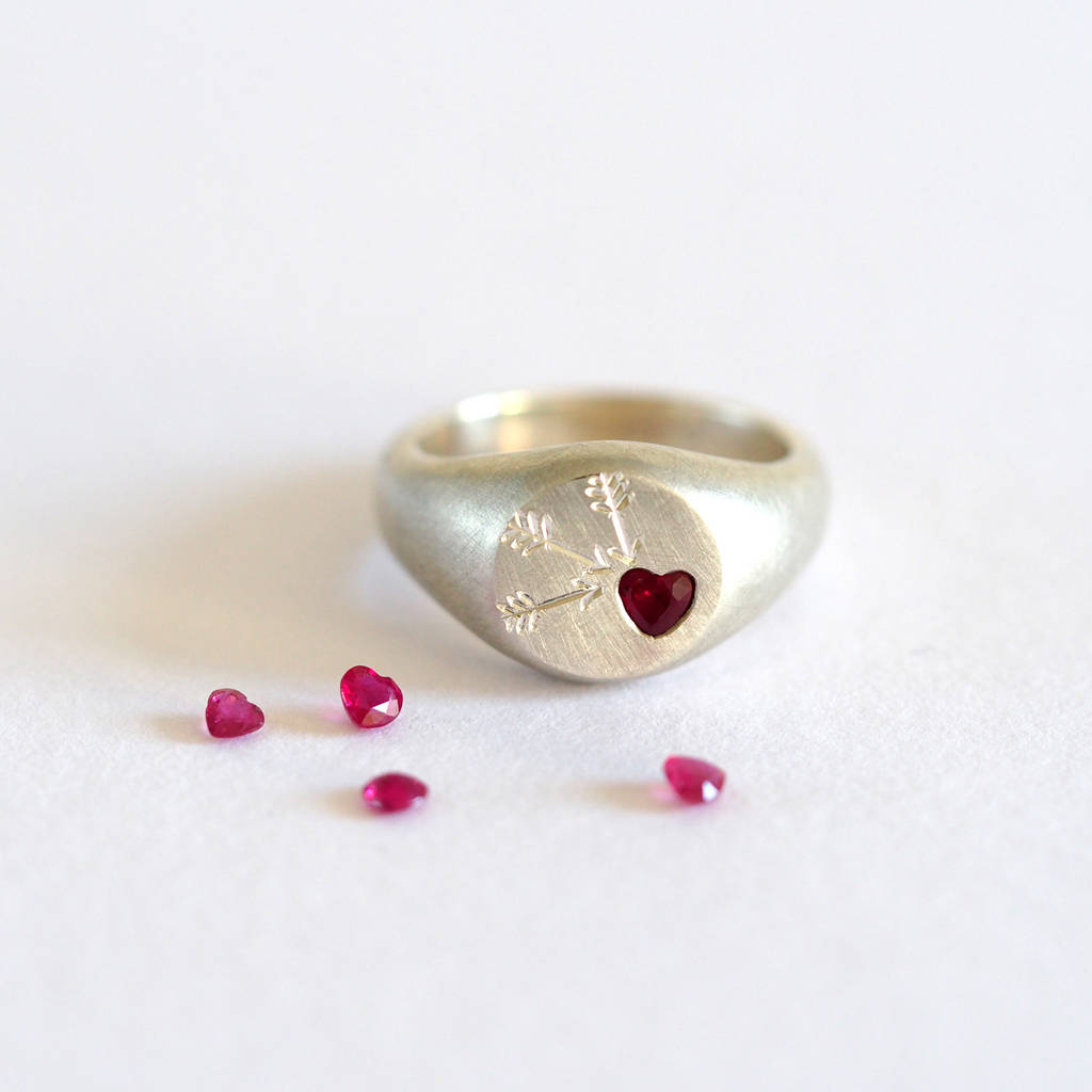 Ruby Heart Signet Ring, 1 of 7