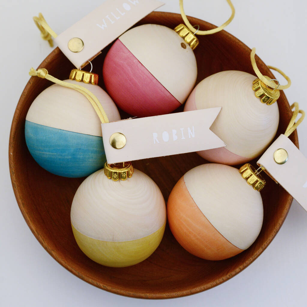 Single Personalised Hollow Wooden Christmas Bauble By Bread & Jam