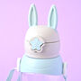 Personalised Kids Bunny Turquoise Water Bottle, thumbnail 2 of 3