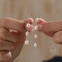 Oval Pearl Trio Drop Hook Earrings, thumbnail 1 of 10