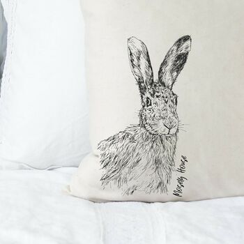 Personalised Illustrated Hare Cushion, 2 of 2