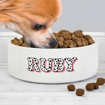 Personalised Pink Spots Pet Bowl 15cm, 2 of 4
