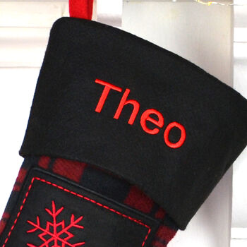Personalised Christmas Red Snowflakes Stocking, 3 of 3