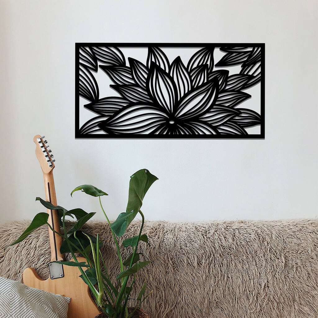 Contemporary Wooden Flower Pattern Wall Sculpture For Home Interiors, 1 of 8