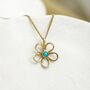 Gold Flower Pendant With Turquoise Stone, thumbnail 1 of 2