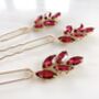 'Aria' Wine Red Crystal Hair Pins, thumbnail 1 of 4