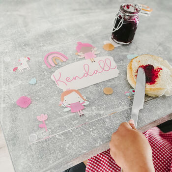 Personalised Fairy Unicorn Theme Acrylic Placemat, 2 of 3