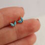 Turquoise Blue Dainty Flower Sterling Silver Stud Earrings, thumbnail 2 of 8