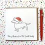Personalised Festive Dachshund Santa Hat Christmas Card, thumbnail 2 of 2