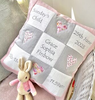Pink And Grey Ditsy Memory Cushion, 2 of 7