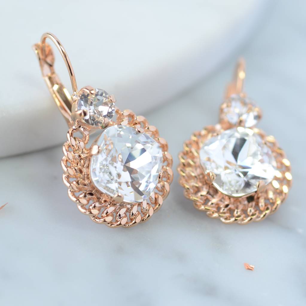 Rose Gold Crystal Earrings By Iscah and Mimi | notonthehighstreet.com