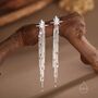 Sterling Silver Delicate Starburst Dangle Drop Stud Earrings, thumbnail 1 of 12