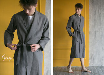 Bathrobe For Men | Natural Linen Robe, 12 of 12