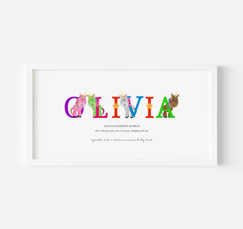 Personalised Children's Name Print | Nursery Wall Art | Unicorn, 2 of 9