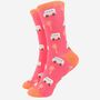 Women's Bamboo Socks Pink Campervan, thumbnail 2 of 4