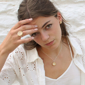Sterling Silver Necklace With Handmade Ceramic, Glass And Gold Pendant, 6 of 7