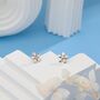 Tiny Forget Me Not Flower Stud Earrings Sterling Silver, thumbnail 2 of 10