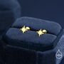 16 G Starburst Internally Threaded Flat Back Earrings In Sterling Silver, thumbnail 5 of 11